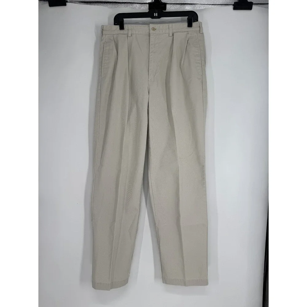 Polo Ralph Lauren Andrew Pants Mens Size 35x32 Khaki Vintage Baggy Pleated Chino